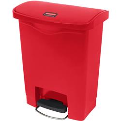 WASTE CAN STEP ON RED RUBBER 8 GALLON